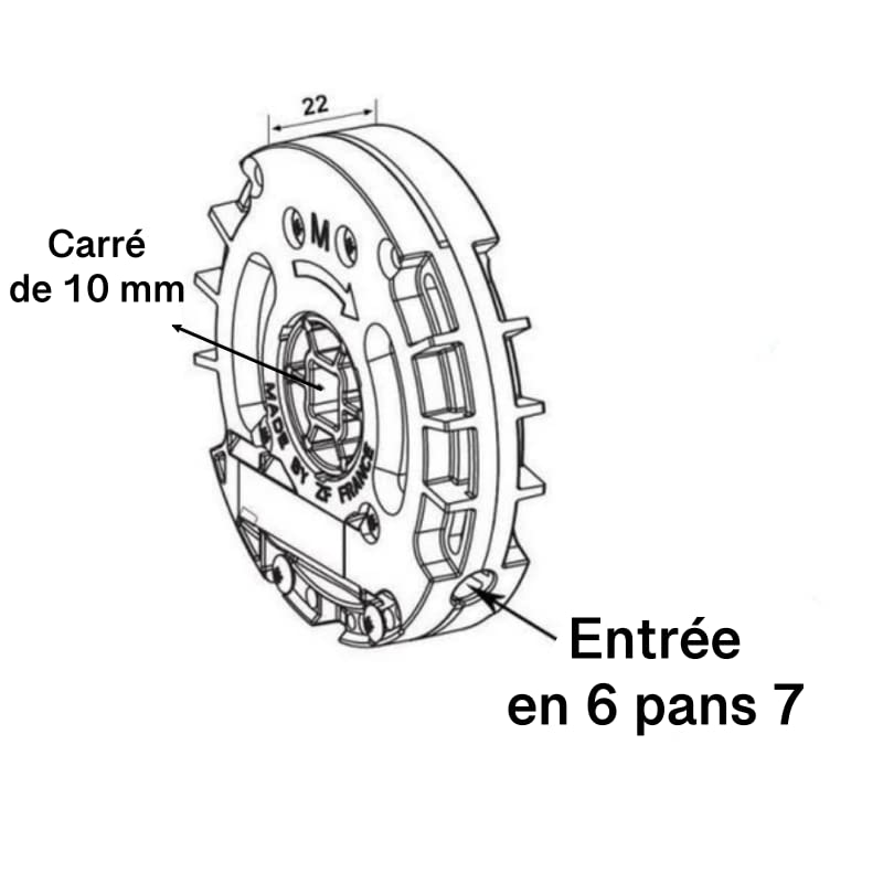 Treuil technivis carré de 10 mm C370 C