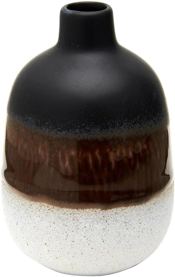 Sass & Belle Mojave Glaze Black Vase - Small Ceramic Vase for Table Decoration Modern Home Decor Accent Piece Decorative Flower Vases for House Gifts designed by Sass and Belle