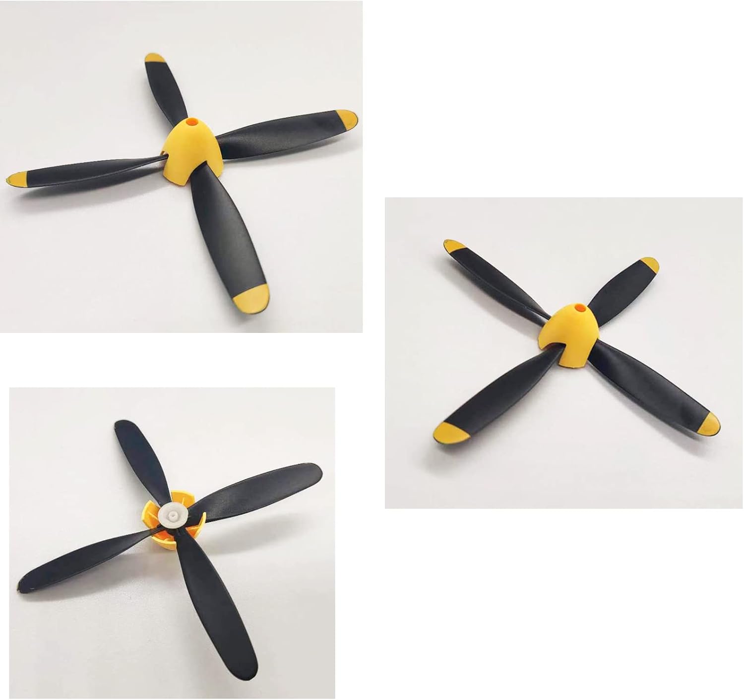 3 Sets Rc Plane 4-Blade Propeller with Propeller Savers and one Adapters for VOLANTEXRC 761-11 761-12 761-13 P40 BF109 P51 F4U T28 Airplane