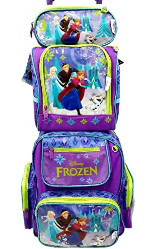 Kit Mochila Frozen Com Rodinhas + Lancheira e Estojo Original + Potes