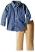Levi's Baby Boys' 2PC Button Down Shirt and Jean Gift Set, Blue Chambray With Harvest Gold