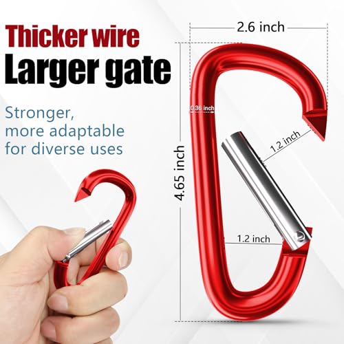 Image of sprookber 4 inch & 5 inch Extra Large Aluminum Carabiner D Ring, Caribeener Clips, Spring Snap Hook for Keychain Clip, Set of 4
