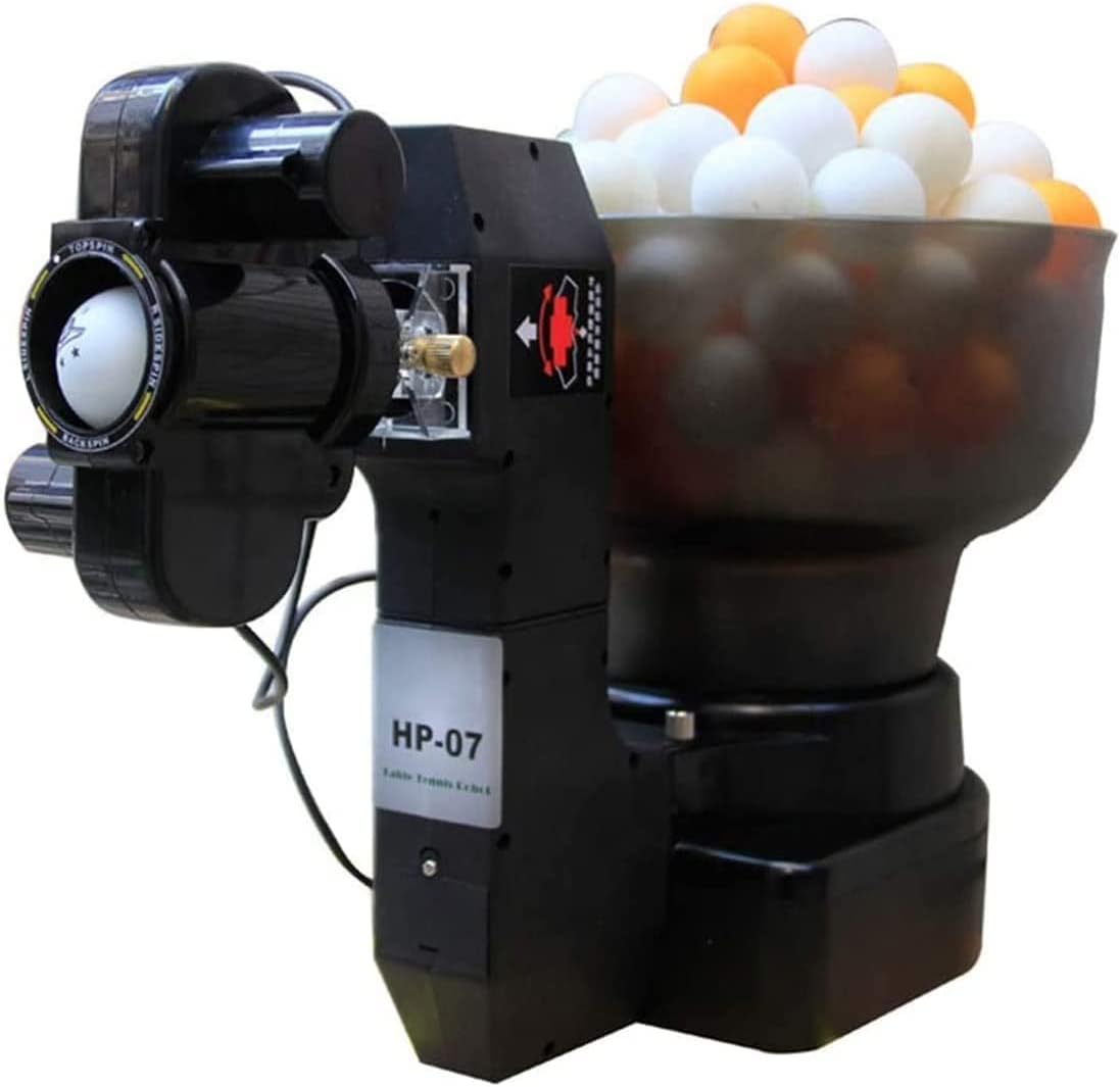Table Tennis Robot Portable 0-5 Gear Adjustment Ping Pong Ball Machine with 36 Different Spin Balls Remote Control Automatic Table Tennis Machine Ball Frequency (40-70/minute) for Training