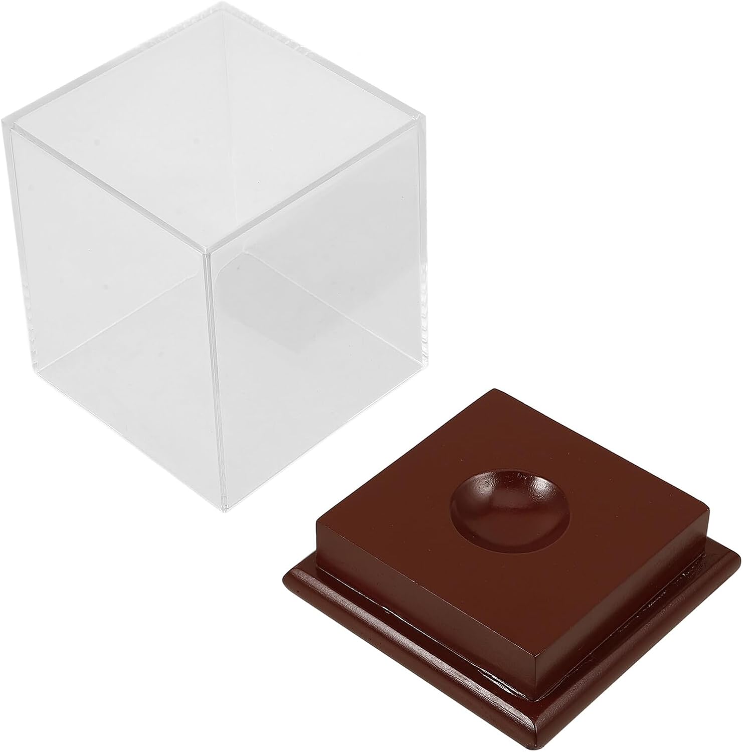 Zerodeko Acrylic Baseball Display Case Base Dustproof Cover, Small Cube Keepsake Collectibles Display Box for Memorabilia Storage (12.6 X 11 X 11 Cm)
