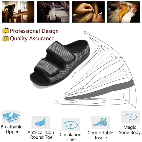 Women's Diabetic Sandals, Extra Wide Width, Open Toe, Adjustable Magic Stickers for Wide Feet, Big Toes, Foot Diseases, Arthritis, Swollen Foot4