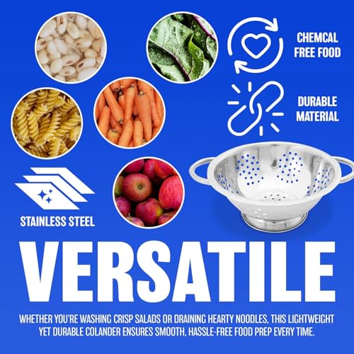 28Cm Stainless Steel Deep Colander - Cooking Utensil | for Kitchen Use, Lightweight Strainer | Food Sieve | Cooking, Baking, Food Straining Pot | Household - Image 4