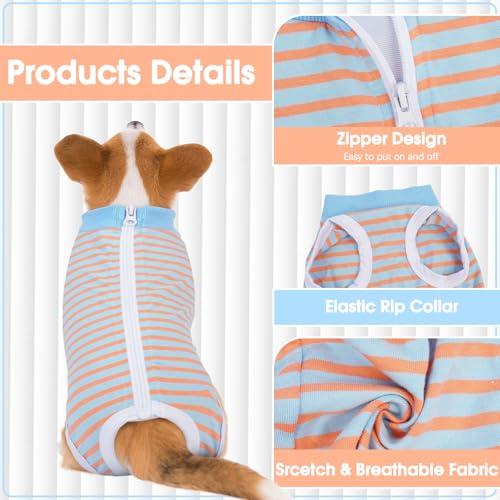 Image of BRKURLEG Small Dog Recovery Suit After Surgery Female Male, Abdominal Wound Protection, Back Zipper Spay Recovery Suit for Dogs & Cats, Soft Anti-Licking Puppy Onesie Pajamas, Cone Alternative, XL