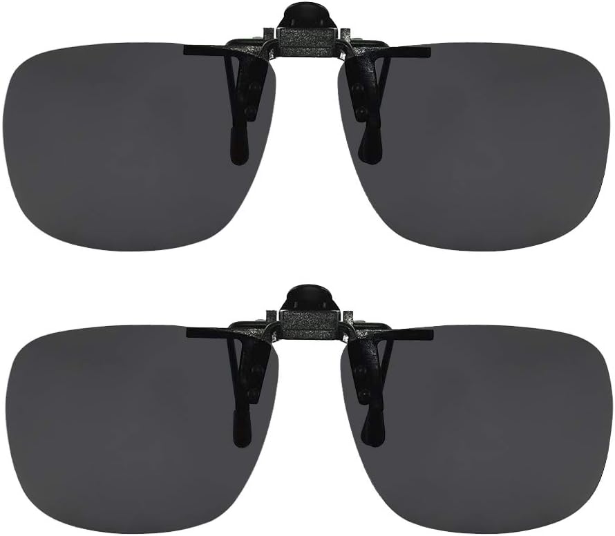 Success Eyewear Clip On Sunglasses Flip Up Polarized Sunglasses Clip onto Eyeglasses Over Prescription Glasses Case Included