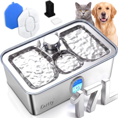 Kastty 17L/4.5 Gal Stainless Steel Dog Water Fountain for Large Dog,FS85
