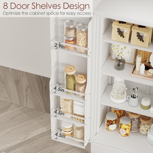 Image of winiowa Metal Kitchen Pantry Storage Cabinet, Pantry Cabinet with Doors and Adjustable Shelves, Steel Storage Cabinet for Kitchen, Dining Room, Living Room-White