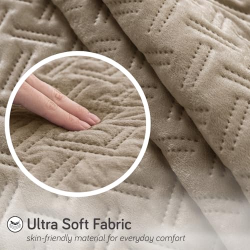 Image of HOKIPO Premium Velvety Quilted Anti-Slip Sofa Cover Mats for L-Shape & 1 /2 /3 Seater Sofa | Make Your Own Sofa Cover Set, 'Softline Quilted Series' 70(W) x 120(L) cm | Latte Brown (AR-6315-LBR)