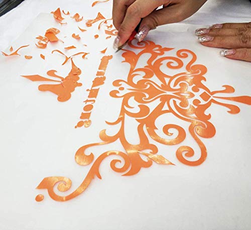 HIKENRI Vinile Termoadesivo per Tessuti 30.5×305 cm,Pellicola per Plotter in Vinile a Trasferimento Termico,Facile da Tagliare e Eliminare,Vinile Permanente per T-Shirt arancia