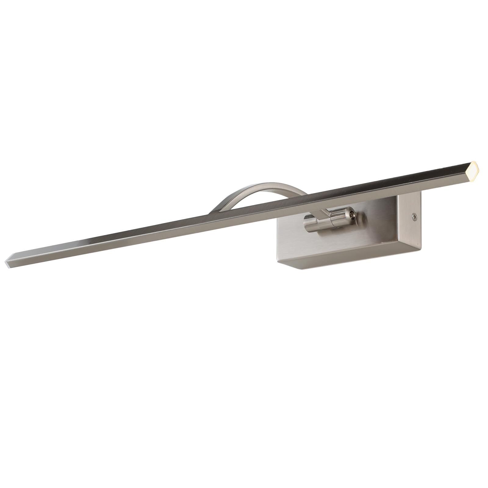 Alpinaluz Aplique de Pared LED para Iluminación de Cuadros, Espejos y Muebles, 8W, 45cm, Luz Cálida 2700K, Ángulo Ajustable, Acero con Acabado Níquel Satinado, Driver KGP Integrado