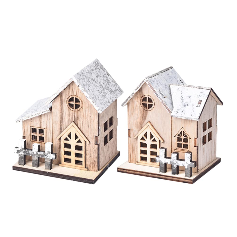 ECD Germany Houten kersthuisje met LED-verlichting, warm wit, 32x9x30 cm