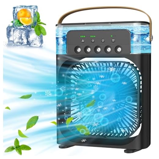 Portable Air Conditioners - Small Portable AC Quiet Personal Air Cooler,USB Powered Mini Desktop Cooling Misting Fan, 1/2/3 H Timer, 3 Speeds,360°Adjustment,for Office, Home, Room,Desk,Car - Black