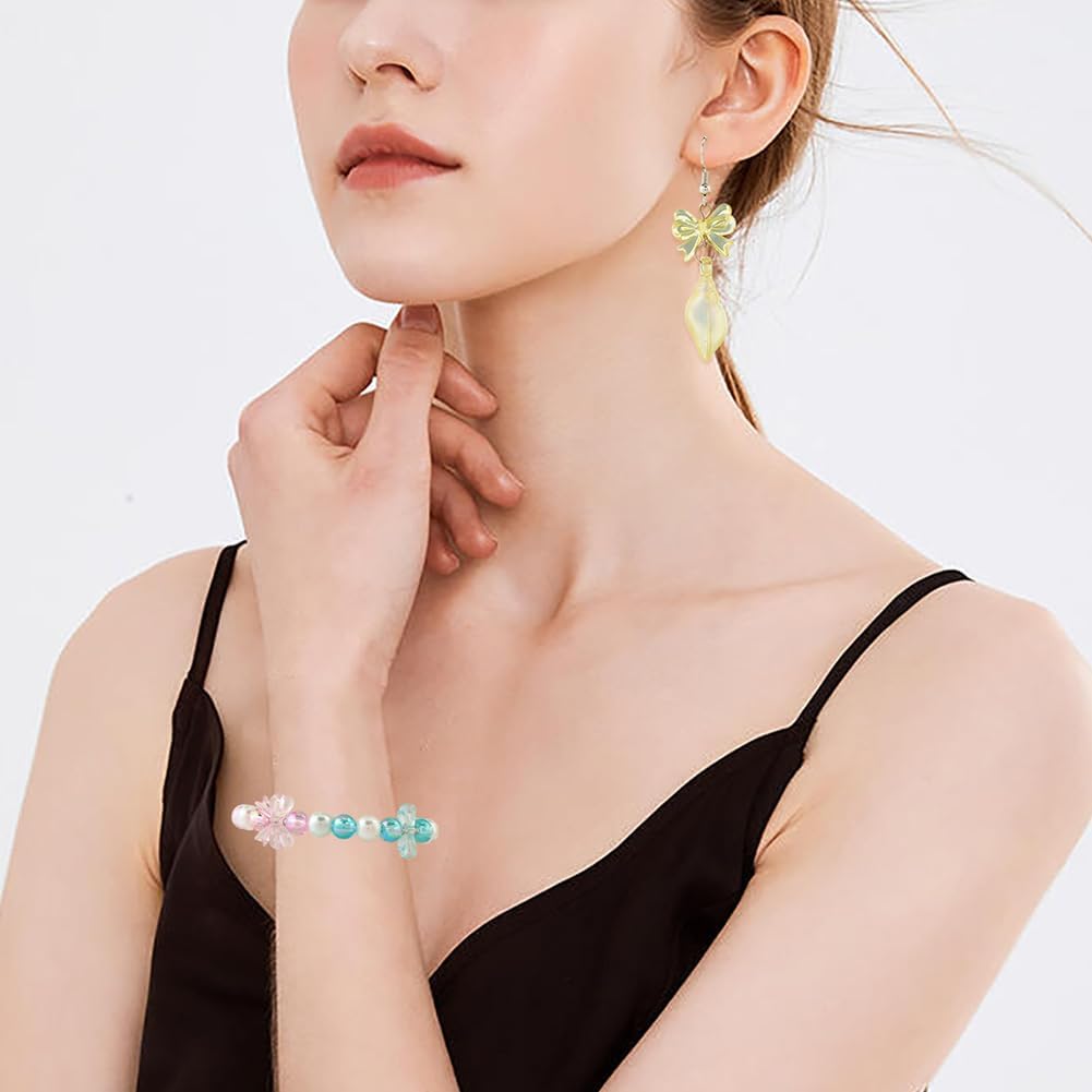 1 Box 200PCS Acrylic Bownot Beads with Holes Transparent Colorful 3D Bow Plastic Beadable Clear Charms Loose Spacer Bead for Jewelry Making Bracelet Necklace Earrings Diy Crafts Supplies - Image 7