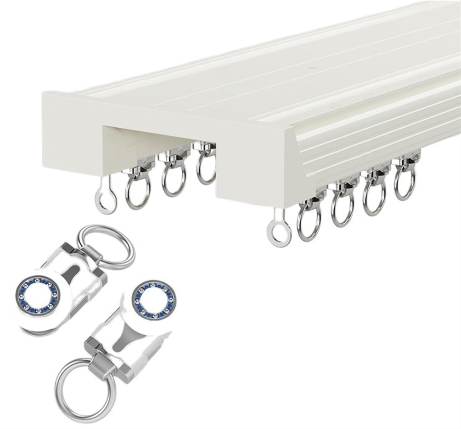 Aluminium-Schienensystem, 1,2 m, Doppelschienen-Deckenhalterung für As, ideal für Balkone, Büros und Hotels, weiß, vielseitig und