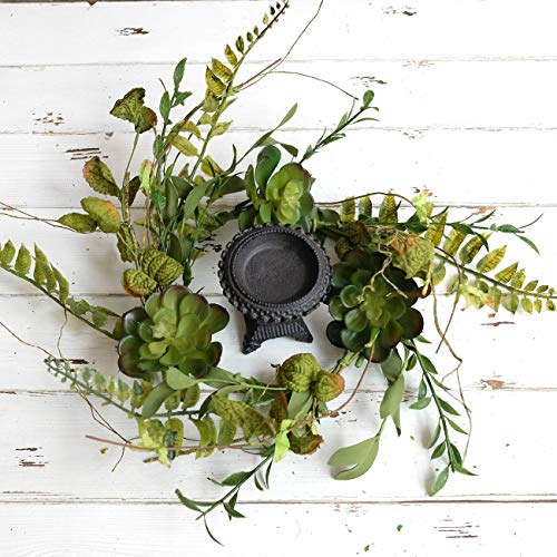 Idyllic 14 Inches Artificial Wreath Green With Succulents And Leaves For The Front Door By Pure Garden, Home Décor, Housewarming Gift, Spring Farmhouse, Wedding Party Christmas Décor #TOP5