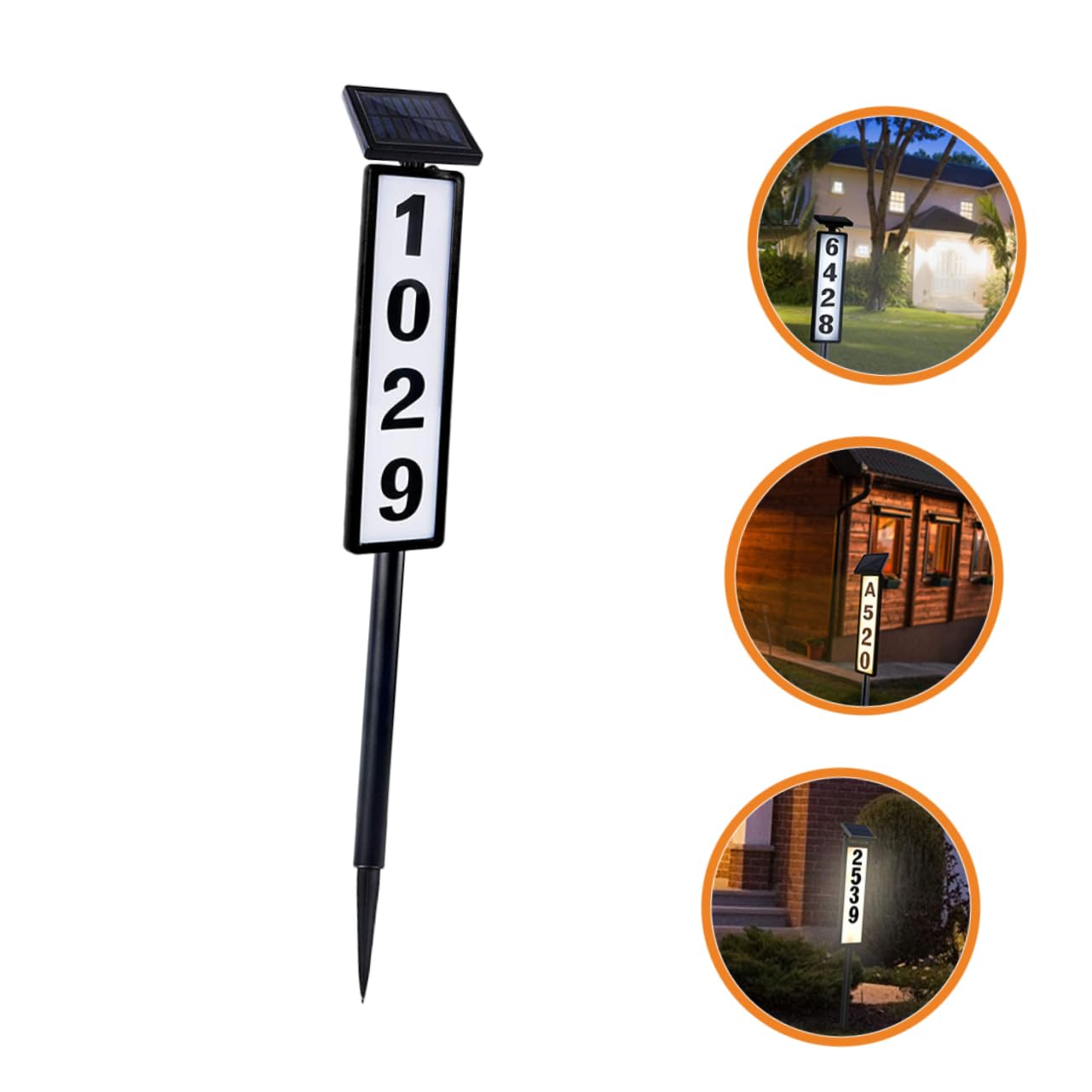 Solar Hausnummernschild 1 Satz aus Kunststoff Schwarz