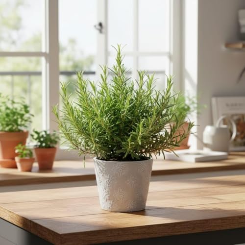 Image of Rosemary Original Fresh Indoor Herb Plant in Nursery Pot, Fresh Culinary Herb, Indoor or Outdoor Garden Plants Live Evergreen Rosmarinus Officinalis for Medicinal Hair Growth Plant