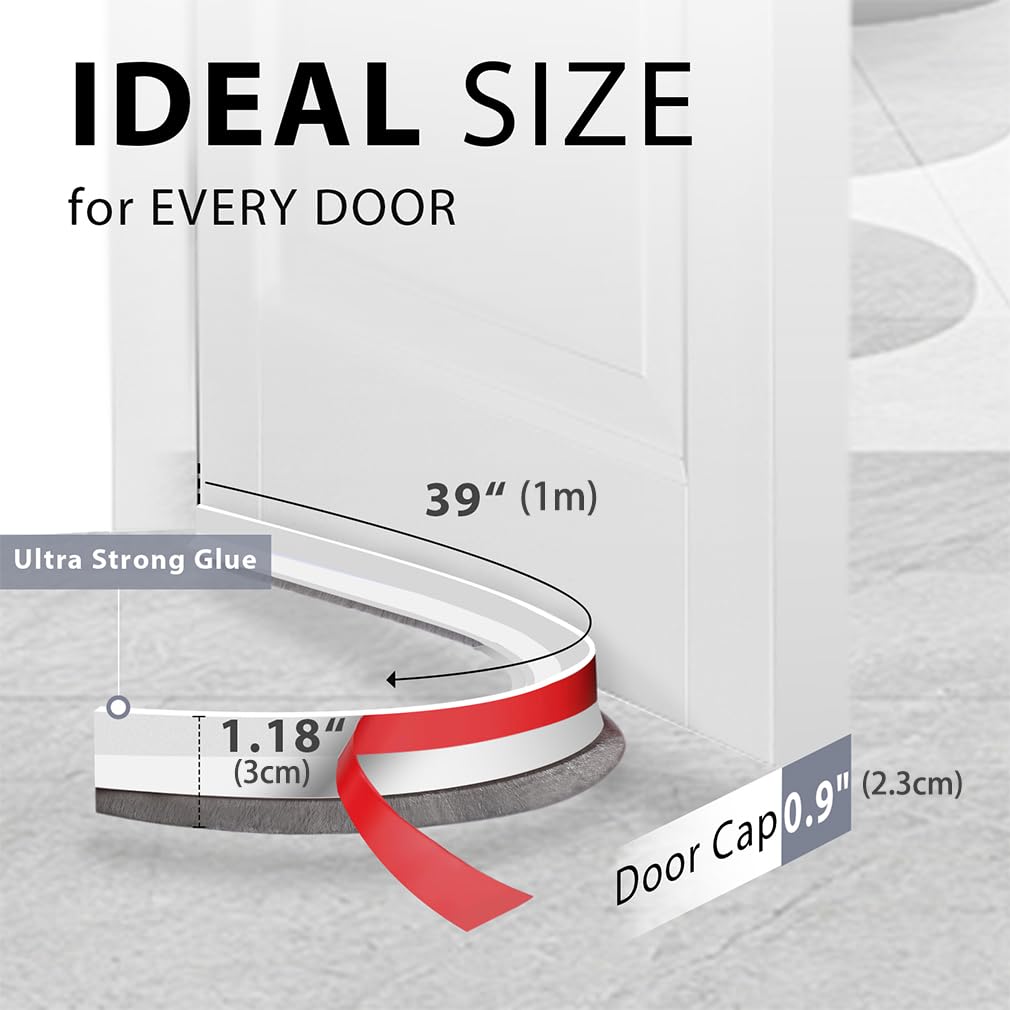 FFPMYF Door Seal, Silicone, weatherstripping, Door Brush Cover Strips, White, 3 cm, 3cm - Image 2