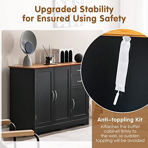 Petsite Buffet Cabinet, Kitchen Sideboard With Storage Cabinets & Drawers, Adjustable Shelf, Modern Credenza Coffee Bar Server Console Table Cupboard For Entryway Living Dining Room #TOP5