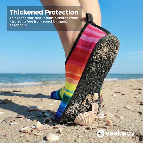Image of SEEKWAY Water Shoes Women Men Adult Quick-Dry Aqua Socks Barefoot Non Slip for Beach Swim River Pool Lake surf Black SK002(U)