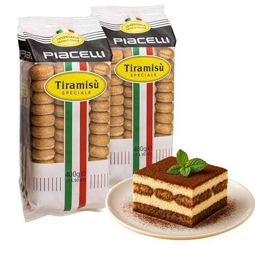 2 x 400g PIACELLI Tiramisu lady fingers biscuits for tiramisu Italian biscuits for tiramisù desserts ladyfingers Tiramisù Speciale 2 x 400g (upto 19 servings) - Made in Italy