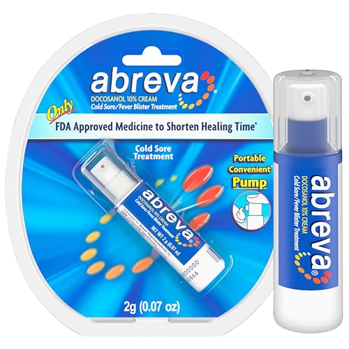 Abreva 10 Percent Docosanol Cold Sore Treatment, Treats Your Fever Blister in 2.5 Days - 0.07 oz Pump