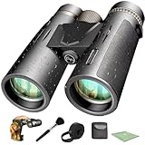 PROY’S Nexus® Prismaticos Profesionales 12x42 HD Largo Alcance | BaK-4, IP55 Impermeable | Pack Completo: Funda, Adaptador Móvil, Kit Limpieza | Aves, Naturaleza, Caza