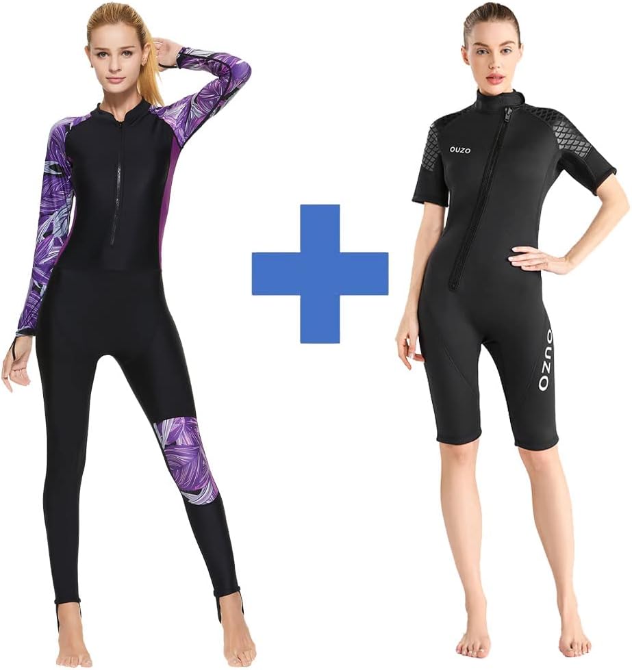 Skyone 2 Pieces Wetsuit，Wetsuit Women Men Adult 3MM Neoprene Shorty Wet Suit Surfing Scuba Diving Suits，Full Body Scuba Rash Guard Dive Skin UV Swimwear Sport Skins for Men Women : Sports & Outdoors