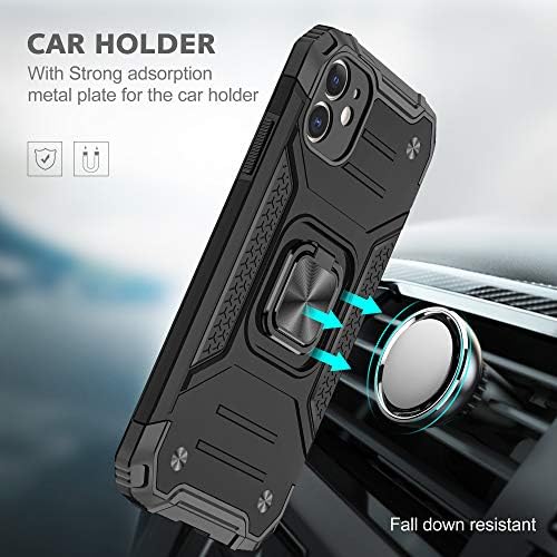 Cuoqing iPhone 11 Case, iPhone 11 Cases, iPhone 11 Phone Case, 360°Military Grade Rotatable Kickstand Hard Rubber Bumper [Shockproof] Protective Cover Cases for iPhone 11