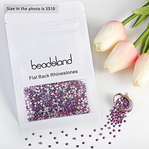 Image of Beadsland Flat Back Crystal Rhinestones Round Gems for Nail Art and Craft Glue Fix, Light Siam AB, 2.7-2.9mm, SS10 /1440pcs