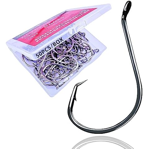 Circle Hooks Fishing Hooks 2X Strong Octopus Offset Fish Catfish Bulk Fishing Gear Equipment Hooks Set Saltwater Freshwater 50PCS(2/0 50/Pack) Cover