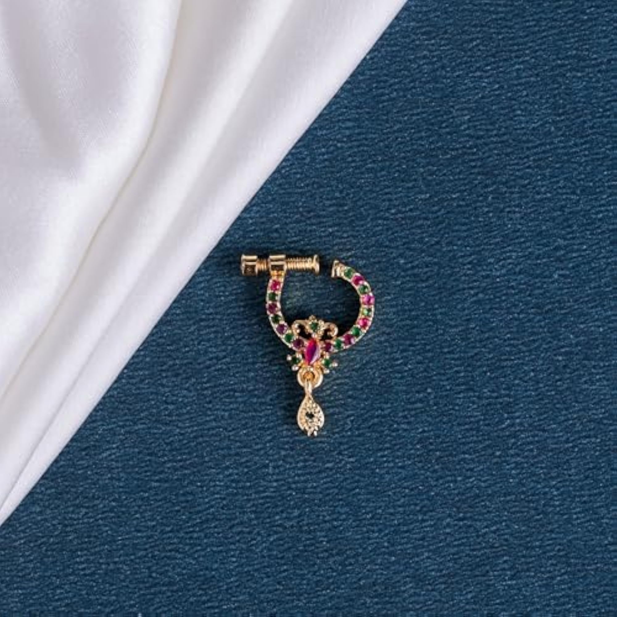 Elegant CZ Nose Pin, Stylish Accessory
