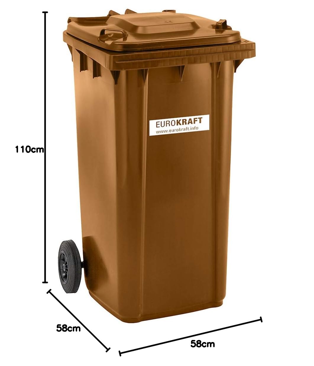 eurokraft | pro | Poubelle en plastique conforme DIN EN 840 | capacité 240 l | l x h x p 580 x 1100 x 740 mm | vert