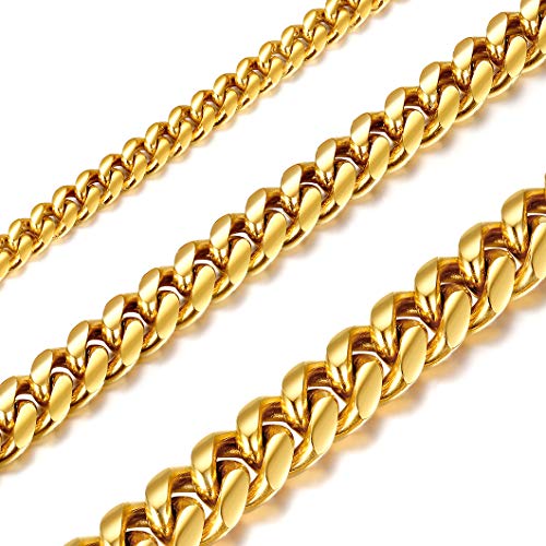 Richsteel Gold Choker Miami Cuban Chain Necklace for Men Women 14 Inch 6mm Width Stainless Steel Fashion Jewelry