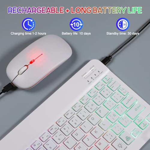 Teclado y ratón inalámbrico multidispositivo 10 pulgadas recargable USB 4