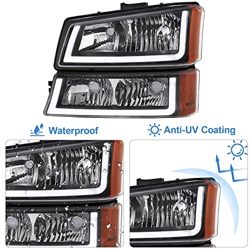 Bincmay Led Drl Headlight Assembly Fit For 2003 2004 2005 2006 Chevy Silverado/Avalanche 1500 1500Hd 2500 2500Hd 3500/07 Classic, 03 04 05 06, Not Fit For Cladding Body, Left And Right Side #TOP5