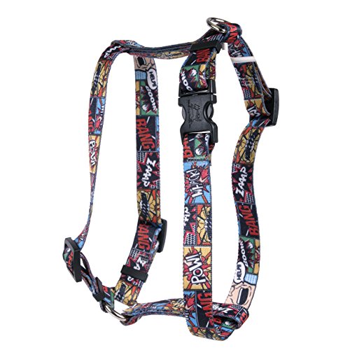 Image of Yellow Dog Design Vintage Comics Roman Style H Dog Harness-X-Large-1 inch and fits Chest 28 to 36 inch