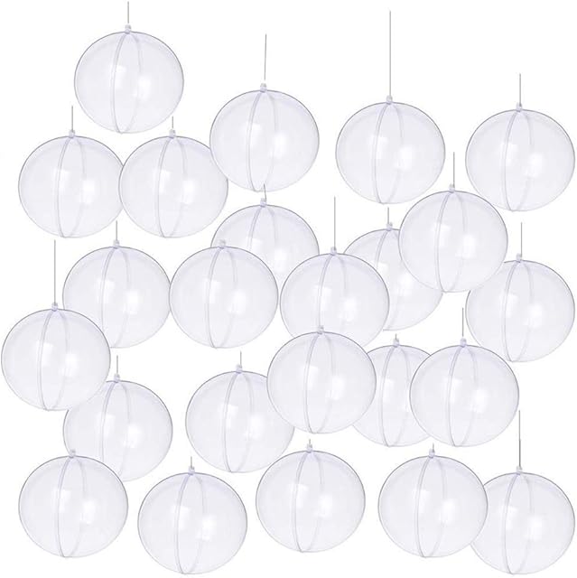 Wenosda Christmas Clear Baubles Transparent Ball Plastic Fillable Sphere Ornament for Xmas Tree/Home Decoration/Wedding/Birthday/Party/Gift Box etc (60mm, Set of 24pcs)