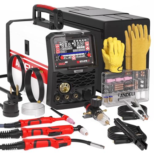 Image of ANDELI Plasma Cutter Welder Combo，Pulse MIG/HF TIG/HF Cut/Stick/Flux Core 6-in 1 Multifunctional Welder，110V/220V Dual Voltage Aluminium MIG Welding Machine,160A MIG/TIG/Stick & 40A Cut