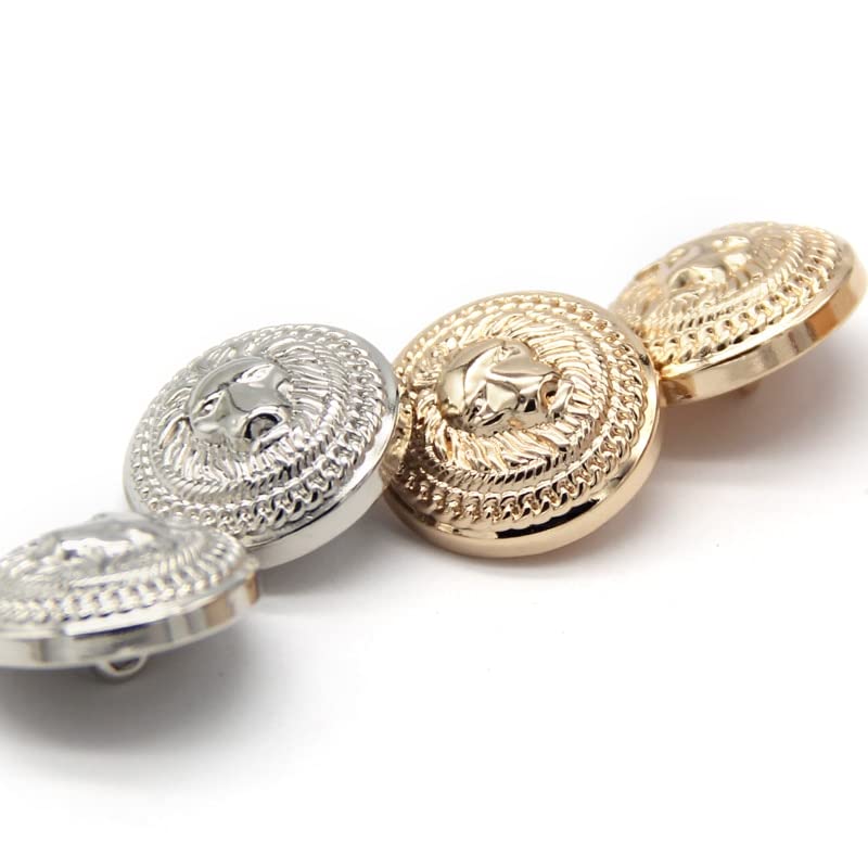Botones de capa de metal de león dorado de 25 mm for coser chaqueta