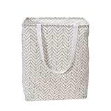 Household Essentials Krush Rectangular Laundry Bag with Handles, Tan Chevron Large