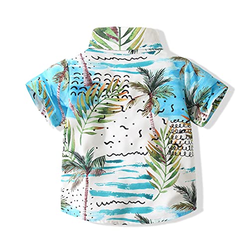 Baby Boy Button Down Hawaiian Shirts Short Sleeve Cool Cartoon Print Aloha Dress Tops T-Shirt2