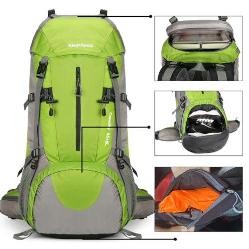 Image of King'sGuard 70L Hiking Backpack with Rain Cover Lightweight Waterproof Travel Camping Backpack Large Backpacking Pack