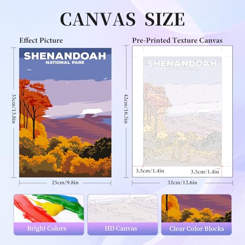 Image of Okarina 6 Pack Paint by Numbers Kit for Adults Beginner, National Park Adult Paint by Number Kits on Canvas Without Frame, DIY Acrylic Oil Painting by Numbers Kits, Perfect for Home Decor 10x14 Inch