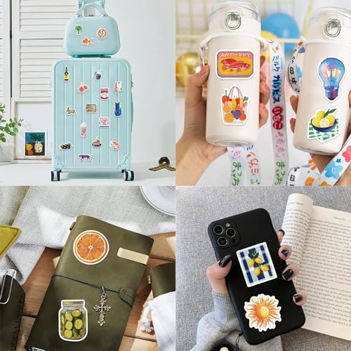 100 STÜCK Vintage Ästhetische Sticker Set für Scrapbooking, Journaling - Niedliche Coquette Aufkleber aus wasserfestem PVC für Erwachsene - Einzigartige Food & Girly Designs für Handy, Laptop, Tasse