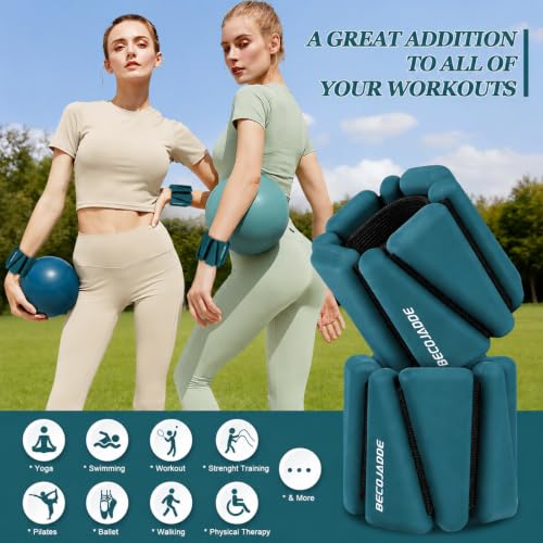 Image of BECOJADDE Ankle Weights Set of 2 (1 lb /2 lb /3 lb Each) Adjustable Wrist Weights for Women Men Wearable Arm Leg Weight for Pilates, Running, Walking, Workout, Yoga