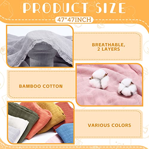 Image of Irenare 8 Pack Cotton Muslin Baby Swaddle Blankets Soft Silky Breathable Infant Sleeping Quilt Bed Cover Solid Color Newborn Receiving Blanket for Baby Boys and Girls 47 x 47 Inches